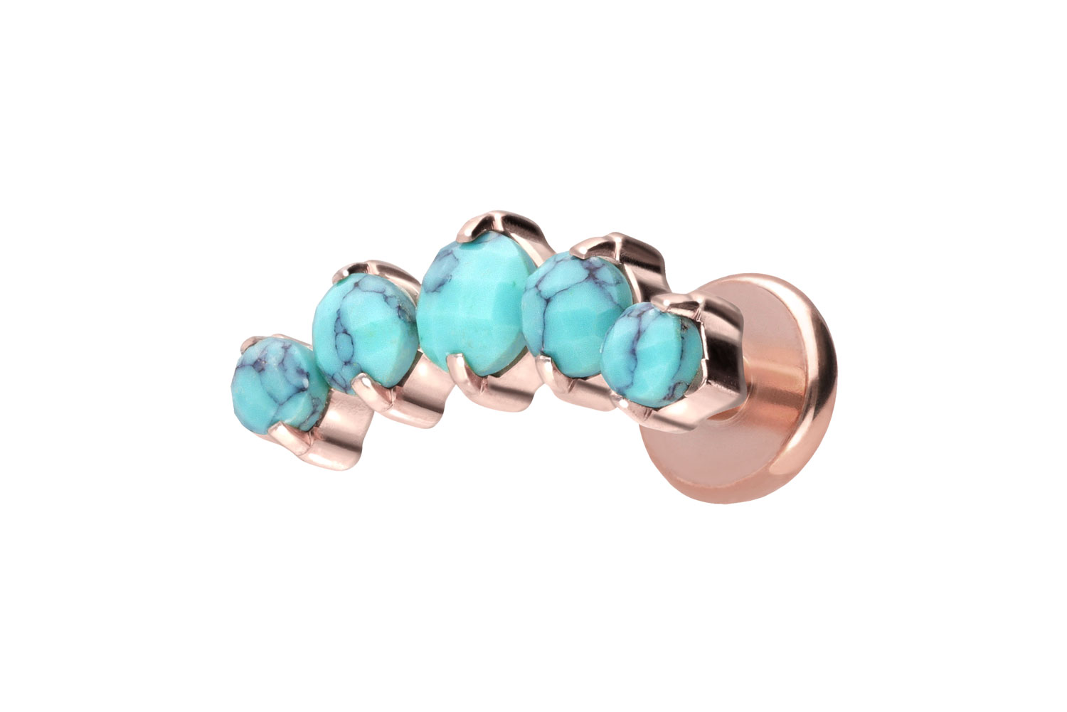 Titan Labret Piercing mit Push Fit 5 SYNTHETISCHE TÜRKISE